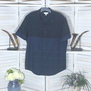 Calvin Klein Color Block Button Down Shirt Blue Large